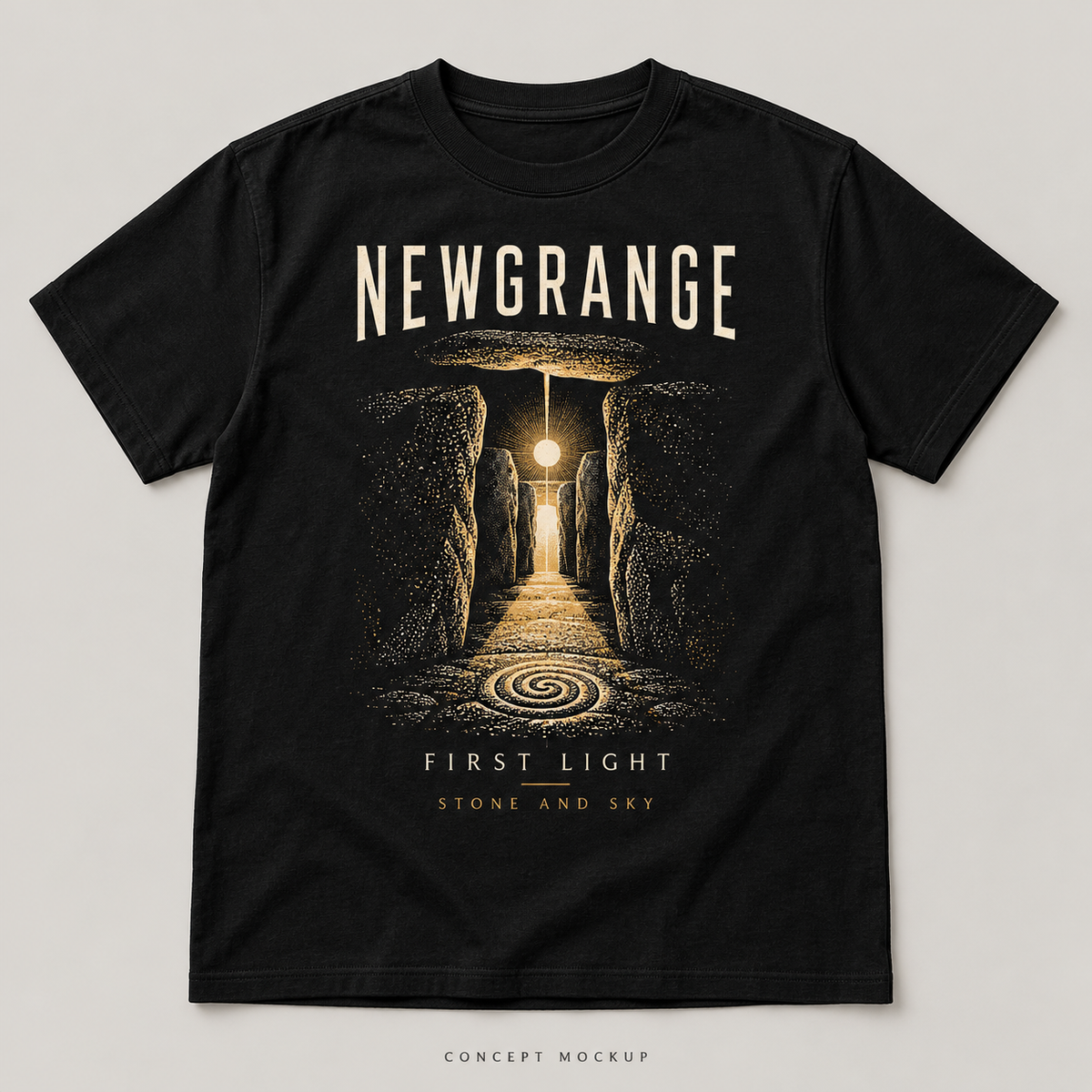 Newgrange First Light artwork (placeholder; embroidery mockup to follow)